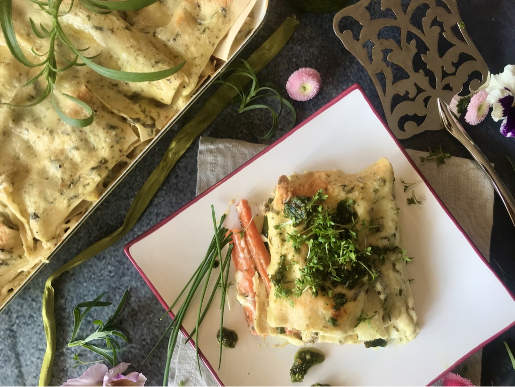 Frühlingslasagne mit Ziegenkäse-Bechamel und Bärlauchpesto – Das große ...